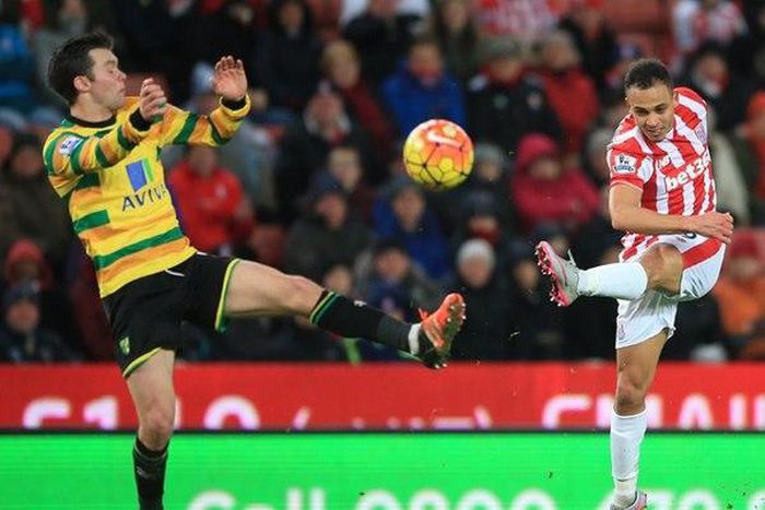 Osaze Odemwingie in action for Stoke City against Norwich