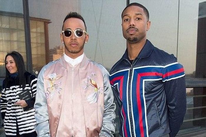 Michael B. Jordan and Lewis Hamilton at Louis Vuitton show