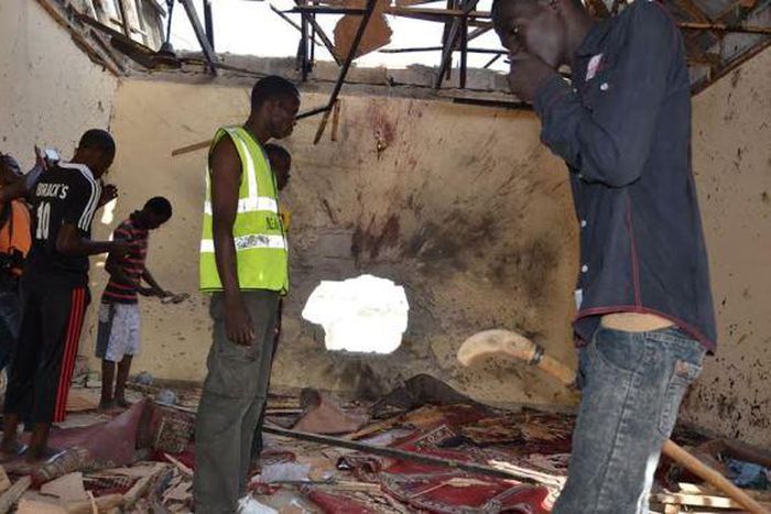 Photos from scene of mosque bomb blast in Maiduguri on October 23, 2015