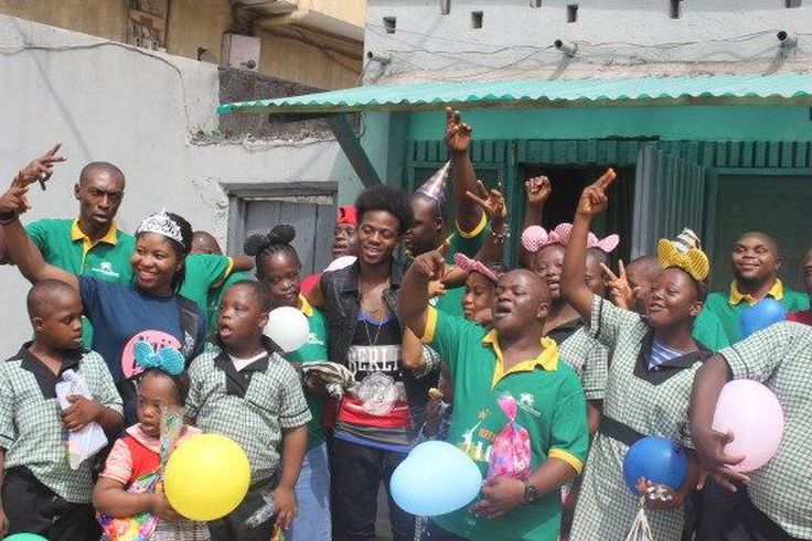 Korede Bello celebrates with Down Syndrome kids