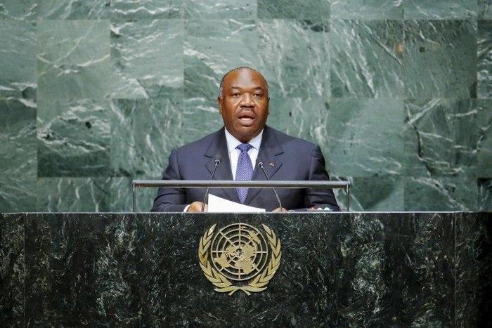 Gabon's President Ali Bongo Ondimba addresses attendees during the 70th session of the United Nations General Assembly at the U.N. headquarters in New York, September 28, 2015. REUTERS/Eduardo Munoz
