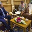U.S. Secretary of State John Kerry (L) meets with King Salman of Saudi Arabia (R) in Diriyah Farm, Saudi Arabia, October 24, 2015.