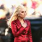 Lady Gaga in custom Gucci pantsuit at the 2016 Super Bowl
