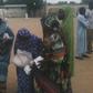 Elderly women reviewing relief materials in Internally displaced persons (IDPs) camps in Magumeri Borno State. Photos: Ibrahim Yerwabe