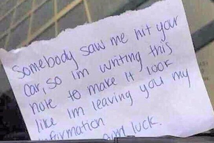Hilarious message left on someone's car