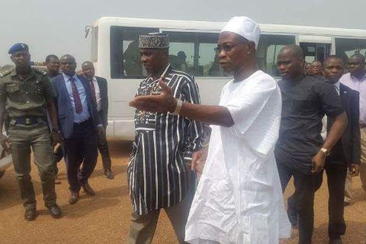 Governor Rauf Aregbesola takes Rotimi Amechi on tour of Federal roads in Osun State on February 4, 2016.