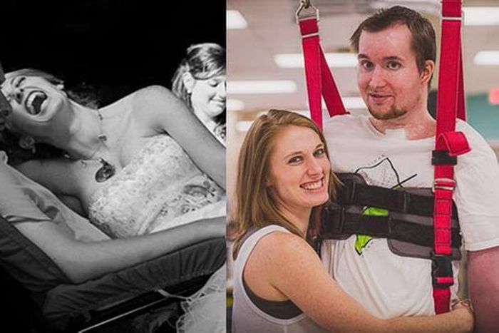 The YouTube video which has gained over 300,000 views, showed quadriplegic Joel standing with the aid of a walker, dancing with his surprised wife.