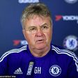 Chelsea coach Guus Hiddink a a press conference ahead of their game with Everton