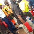 NEMA officials at the scene of a helicopter crash in Oworonshoki, Lagos on August 12, 2015