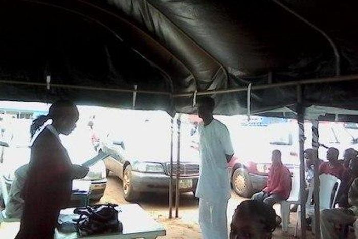 Ayo Okundaye before a mobile court in Benin