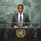 Zambian President Edgar Lungu speaks before attendees during the 70th session of the United Nations General Assembly at the U.N. Headquarters in New York, September 29, 2015. REUTERS/Eduardo Munoz