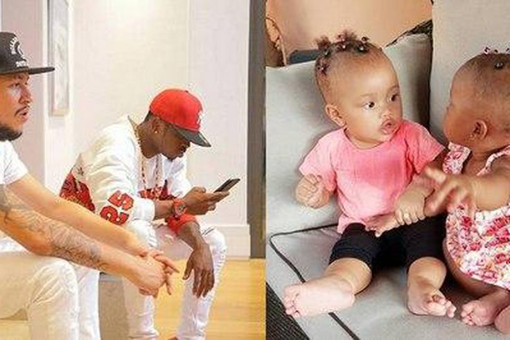 AKA and Diamond Platinumz with their daughters Madison and Tiffah