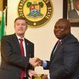 Lagos State Governor, Mr. Akinwunmi Ambode (right), with Managing Director/C.E.O, Nigerian Breweries Plc., Mr. Nicolas Vervelde