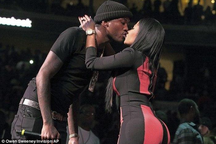Meek Mill and Nicki Minaj share kiss at Power 99 FM's Powerhouse gig in Philadelphia, Pennsylvania