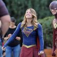 On set of "Supergirl" and "The Flash" crossover