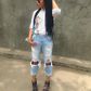 Yvonne Nwosu chose this fierce distressed denim style