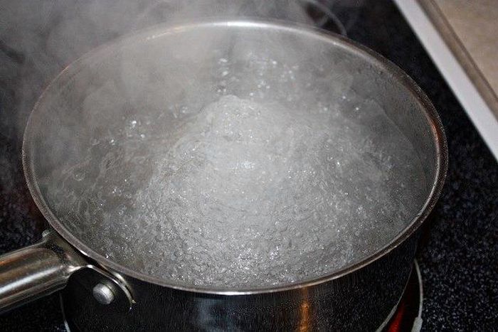 A pot of boiling water
