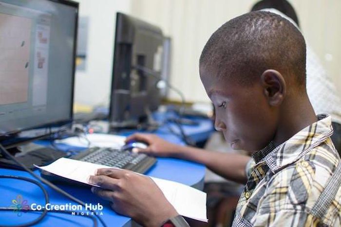 A kid at one of CcHub's coding programmes for kids