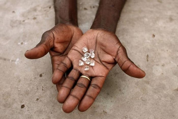 A diamond dealer from Zimbabwe displays diamonds for sale in Manica, near the border with Zimbabwe, September 19, 2010. REUTERS/Goran Tomasevic