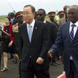 United Nations Secretary-General Ban Ki-moon (L) is escorted on arrival with Burundi's Vice President Gaston Sindimwo at Bujumbura Airport February 22, 2016. Picture taken February 22, 2016. REUTERS/Evrard Ngendakumana