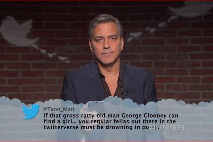 George Clooney reading mean tweet
