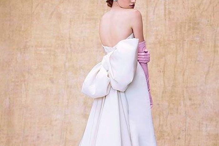 Ivory silk-faille gown with a bow by Rafael Cennamo White Couture