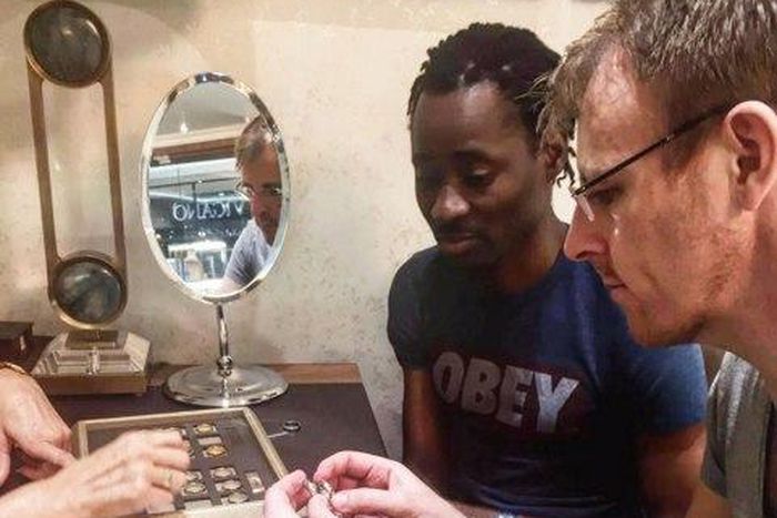 Bisi Alimi  shops for wedding rings with partner, Anthony