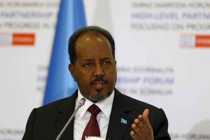Somalia's President Hassan Sheikh Mohamoud speaks during a news conference after the High Level Partnership Forum in Istanbul, Turkey, February 23, 2016. REUTERS/Osman Orsal