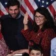 US House Representative Rashida Tlaib (D-MI), takes the oath of office on Thomas Jefferson's English-translated Koran, with family members present in a ceremonial swearing-in at the start of the 116th Congress January 3, 2019