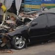 Rapper Dagrin's  car parked near a police station where the accident happened