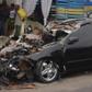 Rapper Dagrin's  car parked near a police station where the accident happened