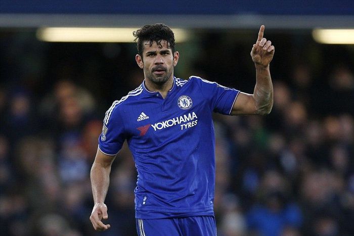 Diego Costa celebrates his goal for Chelsea against Everton on Saturday, January 16