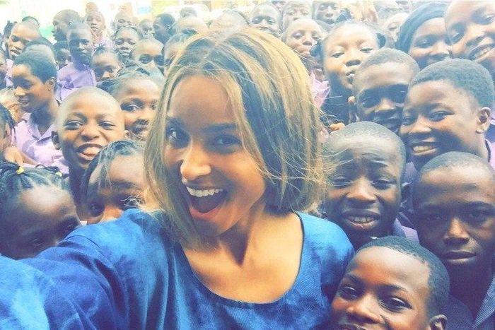 Ciara with Nigerian kids