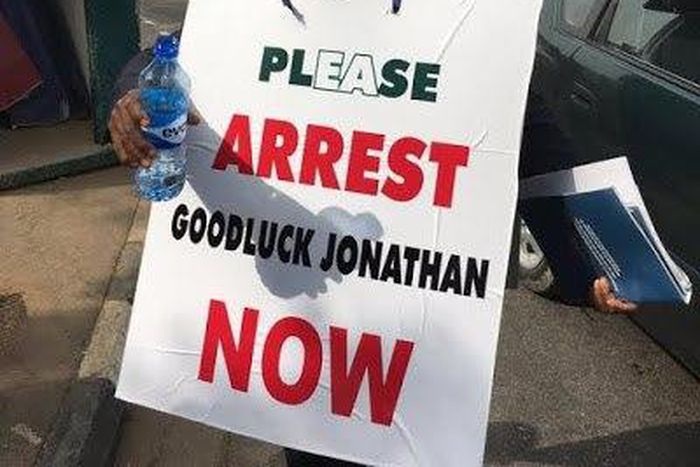 Protester demands arrest of former president, Goodluck Jonathan