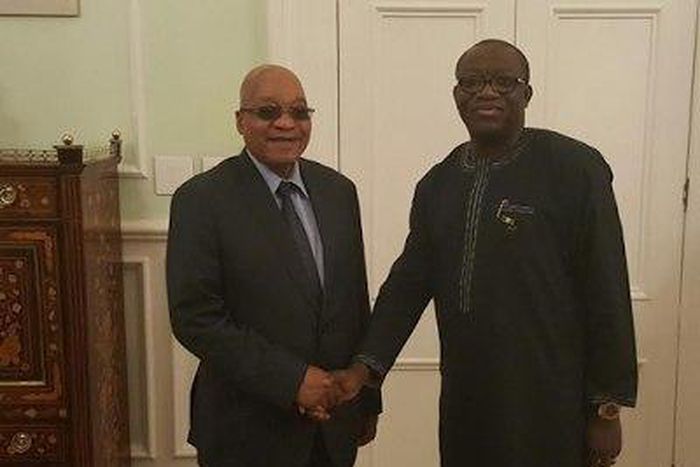 Minister of Solid Minerals, Kayode Fayemi meets with South African President, Jacob Zuma on February 9, 2016.