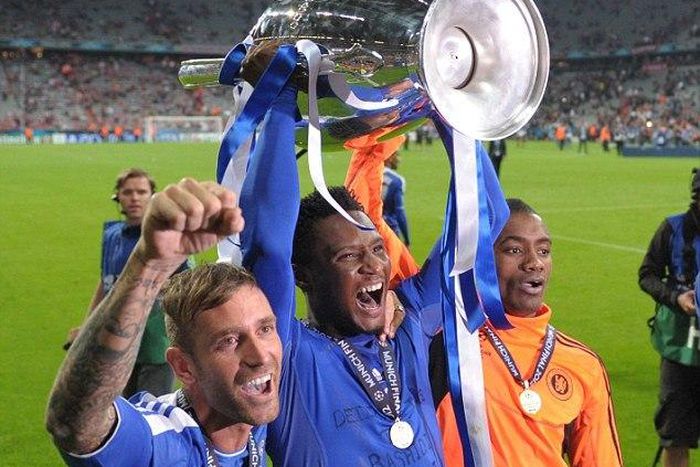 John Obi Mikel with the UEFA Champions League trophy