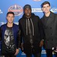 Eden Hazard, Kurt Zouma and Thibaut Courtois at the NBA game at the 02 Arena