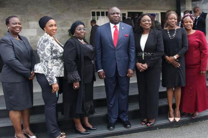 Lagos State Governor, Akinwunmi Ambode meets with cabinet members on October 22, 2015