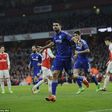 Diego Costa celebrates after scoring against Arsenal on Sunday, January 24, 2016