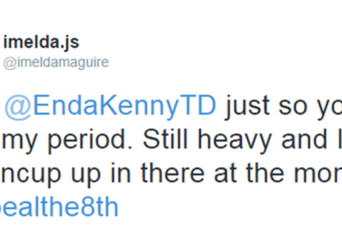 Irish women tweet menstrual cycle details to PM in abortion protest