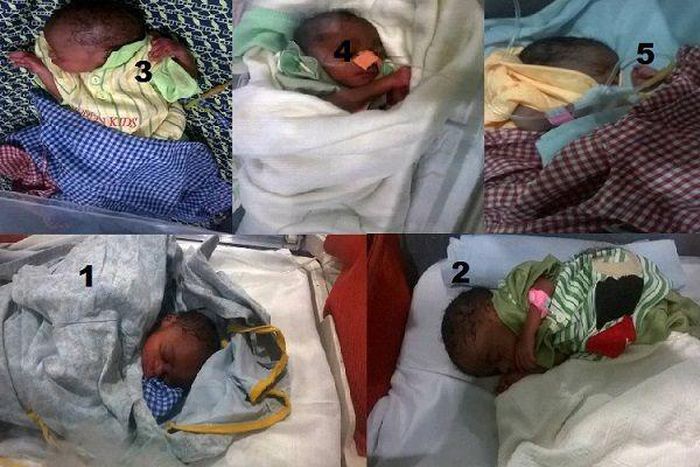 Mrs Sakira Rasaq delivers quintuplets in Ibadan