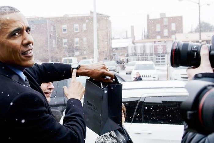 President Obama wearing Shinola watch