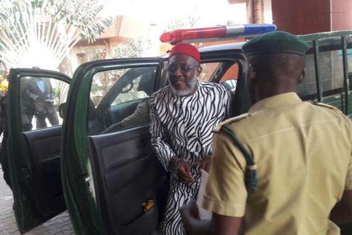 Olisa Metuh arrives an Abuja High court today, January 22, 2016.