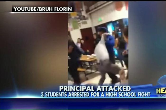 Student slams Principal to the ground after he tried to break a fight 