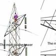 Man climbs high tension tower