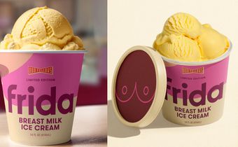 The Frida limited edition breast milk-flavour ice cream is not made from actual human breast milk, but OddFellows promises it tastes 'just like mom used to make.' [X, formerly Twitter/Dexerto]