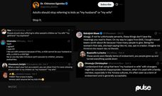 Nigerians on social media debate if adults should refer ti children as "my wife" or "my husband"