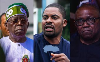 Human rights activist Deji Adeyanju, during a recent interview, explains why he would vote for President Bola Tinubu over former Labour Party candidate Peter Obi in the 2027 presidential election. [Facebook/Getty Images]