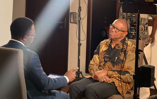 L-R: Seun Okinbaloye's interview with Peter Obi on Sunday, June 6. [X, formerly Twitter/@TheSerahIbrahim]