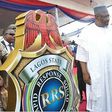 Governor Akinwunmi Ambode; Inspector General of Police, Mr. Solomon Arase and Minister for Interior, Lt.Gen.Abdulrahman Dambazua (rtd.), during the unveiling of Rapid Response Squad (RRS) logo at the commissioning and handing over  of patrol vehicles e...
